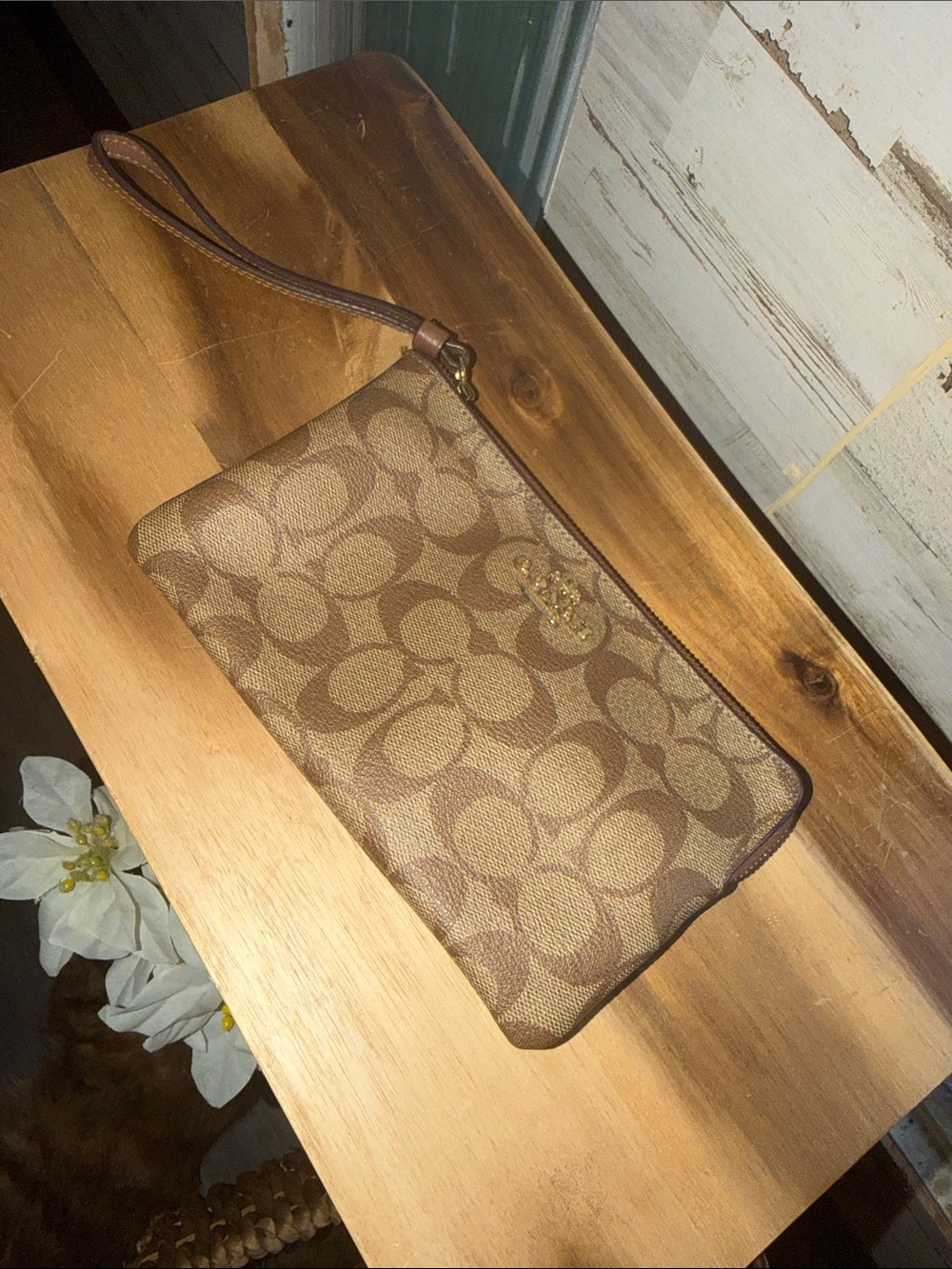 Coach signature canvas wristlet